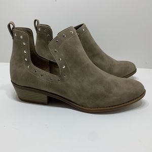 Topline Women's Paige Fashion Pull On Ankle Boots Taupe Studded US 10